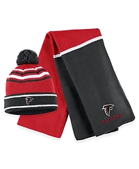 Women's Wear by Erin Andrews Red Atlanta Falcons Colorblock Cuffed Knit Hat with Pom and Scarf Set