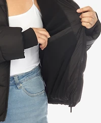 White Mark Plus Hooded Bomber Puffer Coat