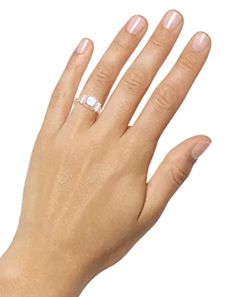Lab-Grown Opal (3/8 ct. t.w.) & White Sapphire (1/6 Statement Ring 14k Rose Gold-Plated Sterling Silver (Also Ruby