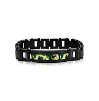 Metallo Stainless Steel Camo Id Bracelet - Black Plated