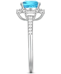 Amethyst (1-1/3 ct. t.w.) & Lab-Grown White Sapphire (1/4 Halo Ring 14k Gold-Plated Sterling Silver (Also Additional Gemstones)