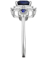 Lab-Grown Emerald (7/8 ct. t.w.) & White Sapphire (1/3 Double Halo Three Stone Ring (Also Additional Gemstones)