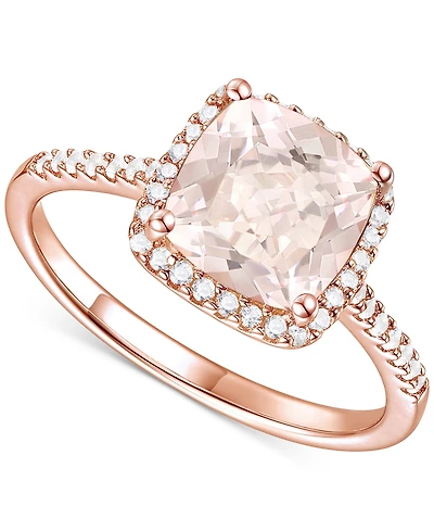 Ruby (2-1/2 ct. t.w.) & Lab-Grown White Sapphire (1/4 Halo Ring 14k Gold-Plated Sterling Silver (Also Additional Gemstones)