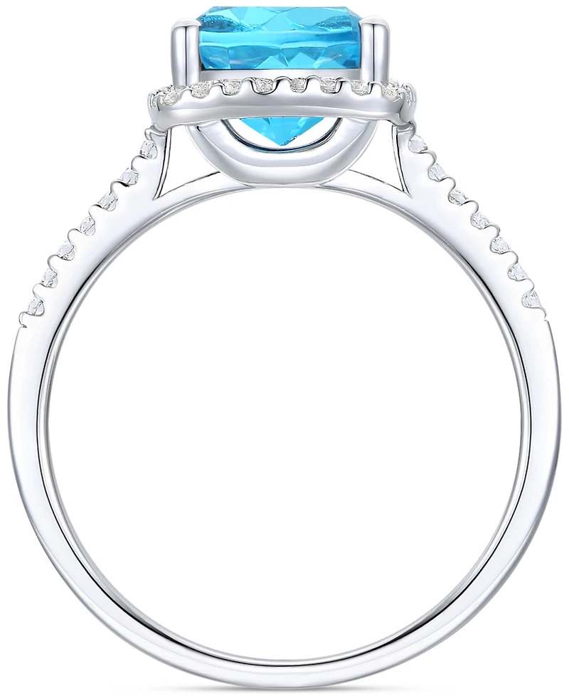 Ruby (2-1/2 ct. t.w.) & Lab-Grown White Sapphire (1/4 Halo Ring 14k Gold-Plated Sterling Silver (Also Additional Gemstones)