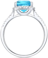 Ruby (2-1/2 ct. t.w.) & Lab-Grown White Sapphire (1/4 Halo Ring 14k Gold-Plated Sterling Silver (Also Additional Gemstones)