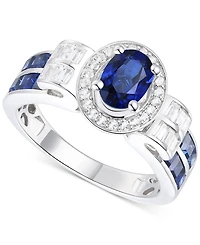 Lab-Grown Emerald (7/8 ct. t.w.) & White Sapphire (1/3 Statement Ring 14k Gold-Plated Sterling Silver (Also Additional Gemst