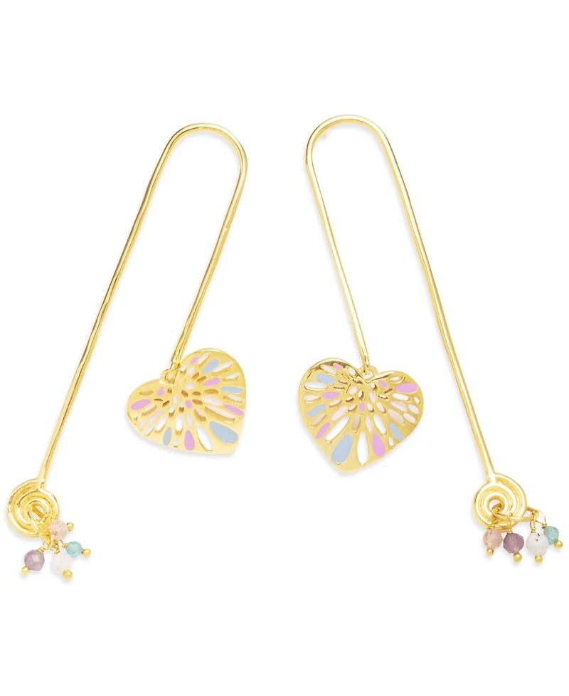 Nectar Nectar New York 18k Gold-Plated Mixed Gemstone Heart Earrings