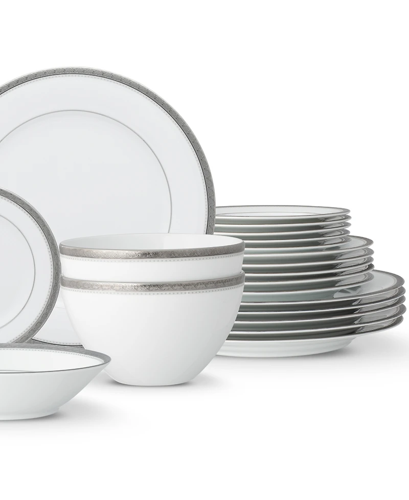 Noritake Charlotta Platinum 30-Piece Dinnerware Set, Service For 6