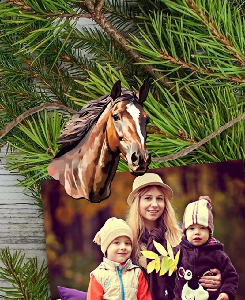 Designocracy Holiday Wooden Clip-On Ornaments Horses Set of 6 G. DeBrekht