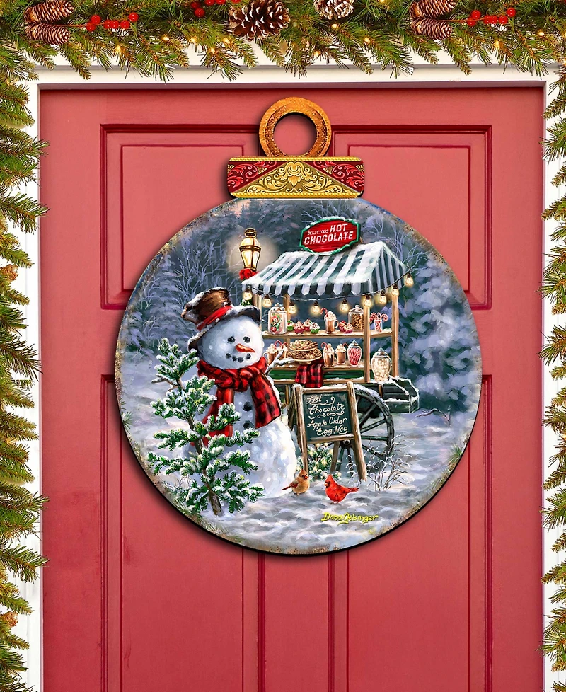 Designocracy Hot Chocolate Stand Christmas Door Decor Wooden Wall Decor D. Gelsinger