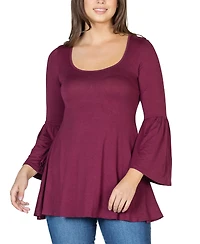 24seven Comfort Apparel Women's Bell Sleeve Flared Tunic Top