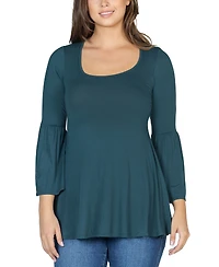 24seven Comfort Apparel Women's Bell Sleeve Flared Tunic Top