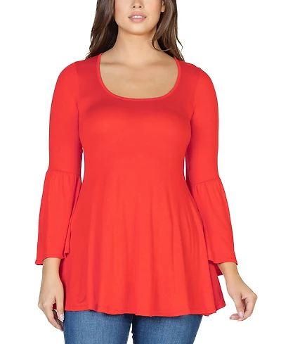 24seven Comfort Apparel Women's Bell Sleeve Flared Tunic Top