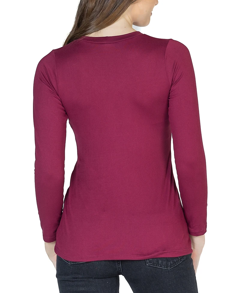 24seven Comfort Apparel Women's Long Sleeve Scoop Neck Top