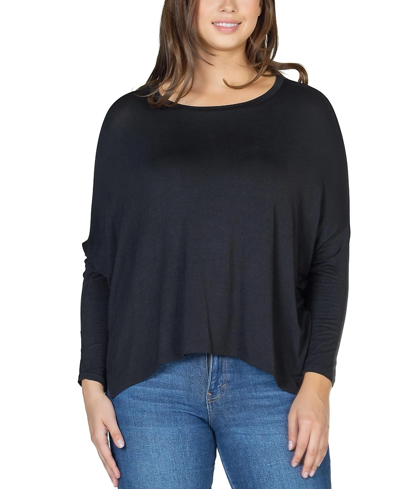 24seven Comfort Apparel Women's Long Sleeve Oversized Dolman Top