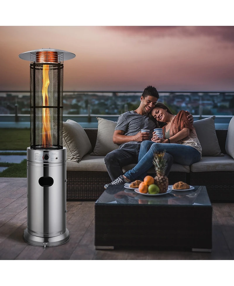 40000 Btu Patio Heaters Stainless Steel Round Propane Glass Tube Flame