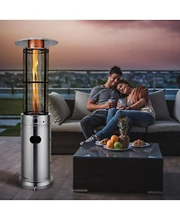 40000 Btu Patio Heaters Stainless Steel Round Propane Glass Tube Flame