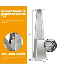 90'' Tall Pyramid Patio Heater Quartz Glass Tube Flame Heating 42000 Btu