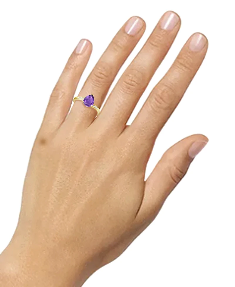 Amethyst (1-1/3 ct. t.w.) & Lab-Grown White Sapphire (1/10 Pear Swirl Ring 14k Gold-Plated Sterling Silver (Also Additional Gemstones)