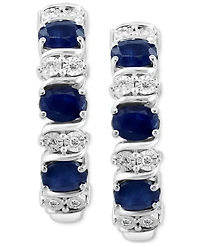 Effy Emerald (1-1/6 ct. t.w.) & Diamond (1/20 ct. t.w.) Extra Small Hoop Earrings in Sterling Silver, 0.33" (Also available in Ruby and Sapphire)