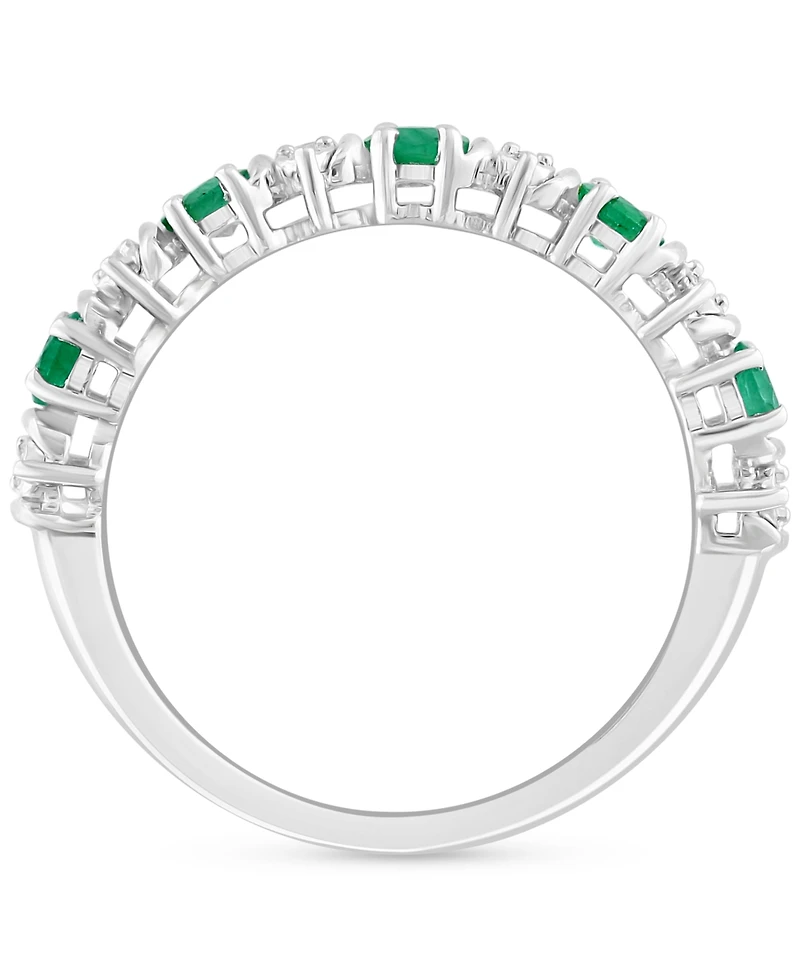 Effy Emerald (1-1/20 ct. t.w.) & Diamond (1/20 Ring Sterling Silver (Also Ruby Sapphire)