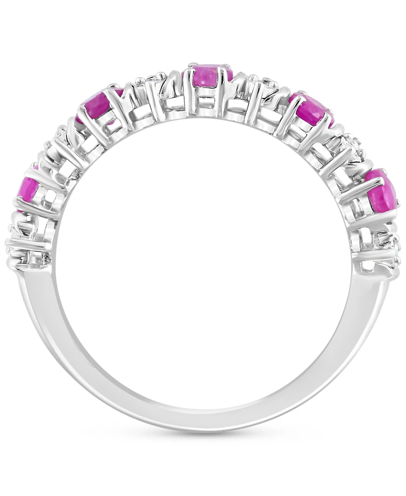 Effy Emerald (1-1/20 ct. t.w.) & Diamond (1/20 Ring Sterling Silver (Also Ruby Sapphire)