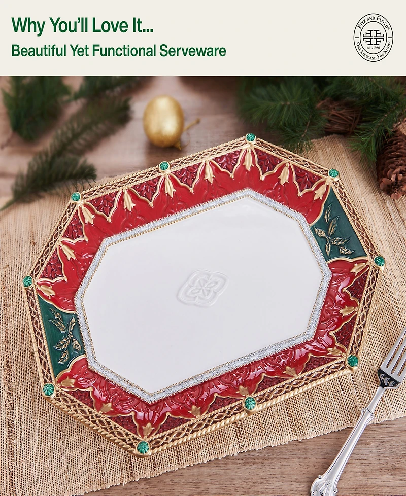 Fitz and Floyd Noel Holiday Large Platter, 16-in x 12-in