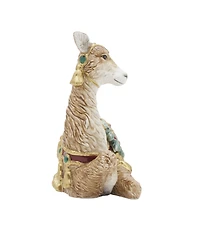 Fitz and Floyd Noel Holiday Resting Deer Candle Holder, 5.5-in