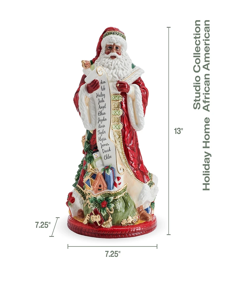 Fitz and Floyd Studio Collection 13-Inch African-American Santa Figurine