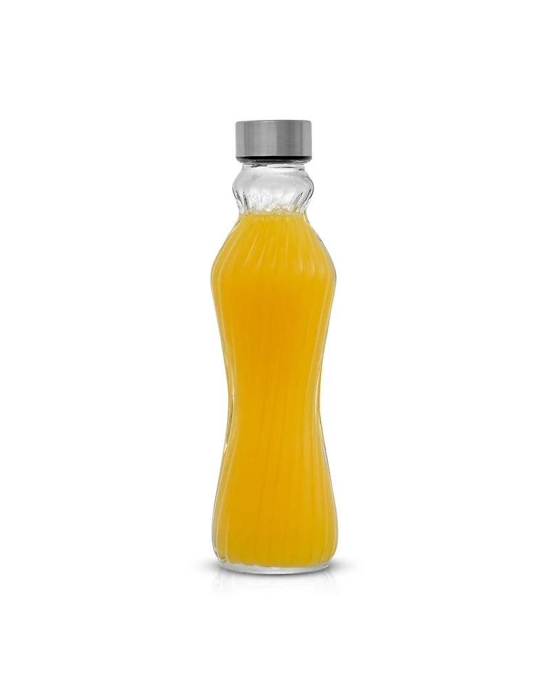 JoyJolt Fluted Glass Spring 16 oz Water Bottles Set of 6