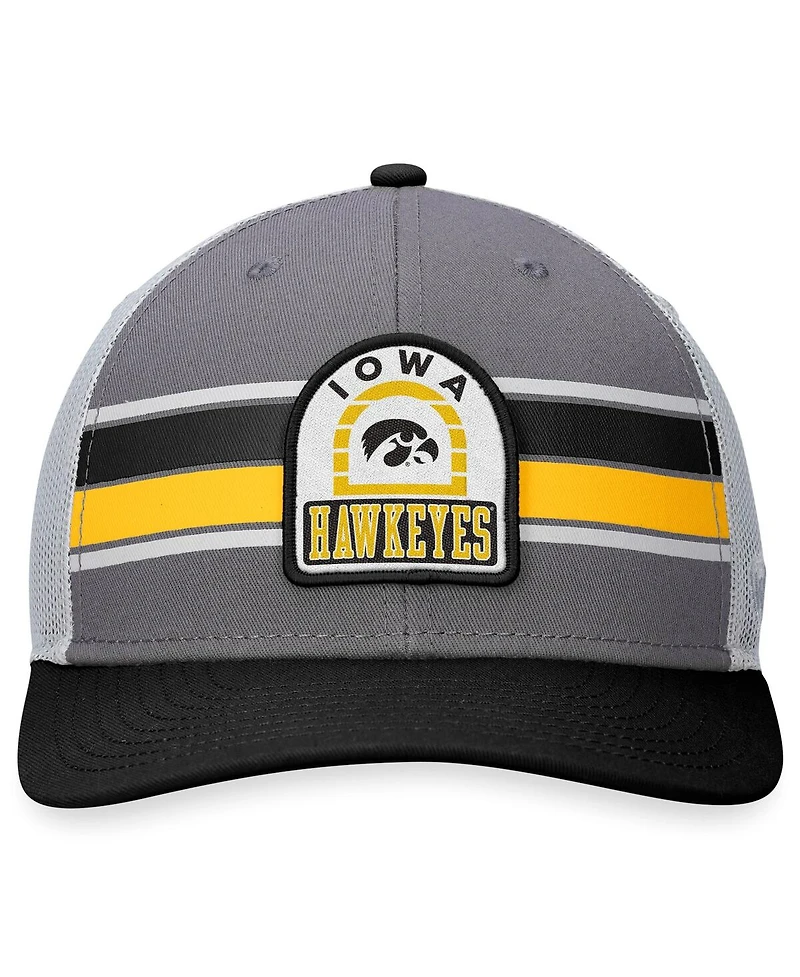 Men's Top of the World Gray, Black Iowa Hawkeyes Aurora Trucker Adjustable Hat