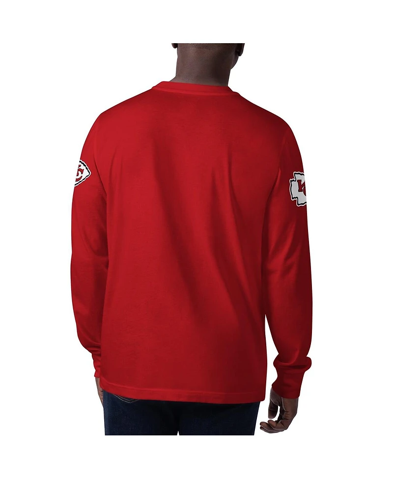 Men's Starter Red Kansas City Chiefs Clutch Hit Long Sleeve T-shirt