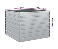 Garden Raised Bed 39.4"x39.4"x30.3" Galvanized Steel Silver