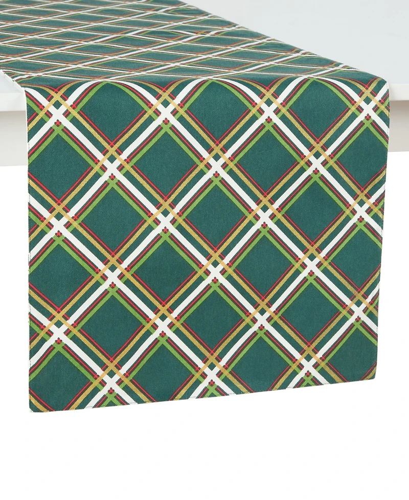 kate spade new york Holiday Confetti Acrobat Plaid Reversible Holiday Table Runner, 15" x 72"
