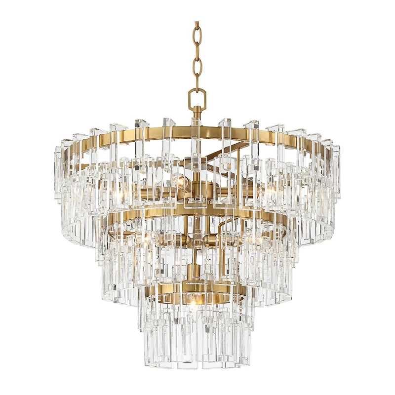 Vienna Full Spectrum Luxum Burnished Brass Chandelier 23 1/2" Wide Modern Tiered Crystal 8-Light Fixture for Dining Room House Foyer Kitchen Isla