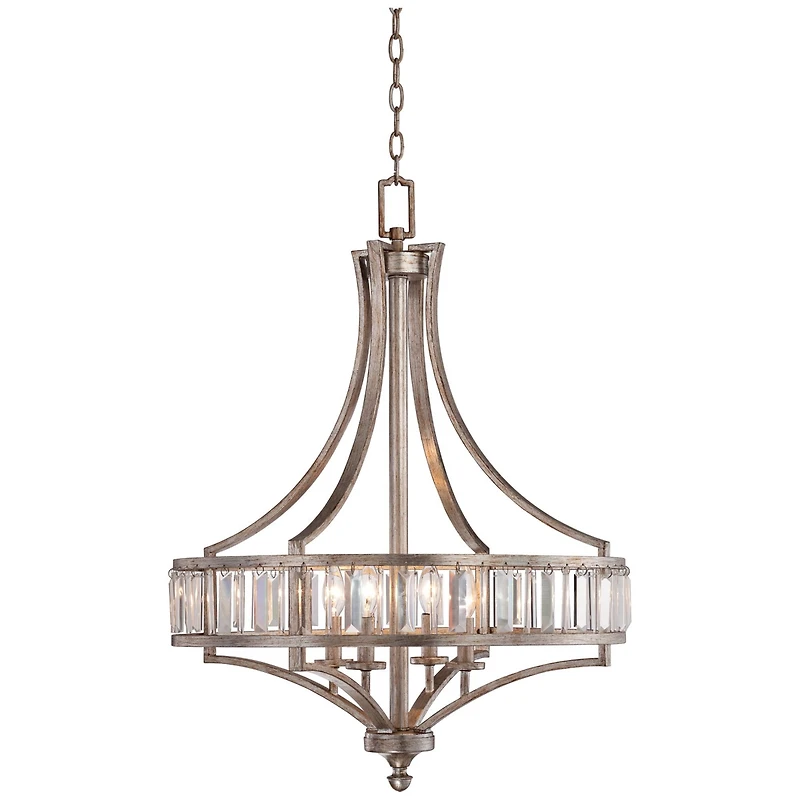 Vienna Full Spectrum Soft Silver Chandelier 24" Wide Crystal Glass 4-Light Fixture for Dining Room House Kitchen Bedroom