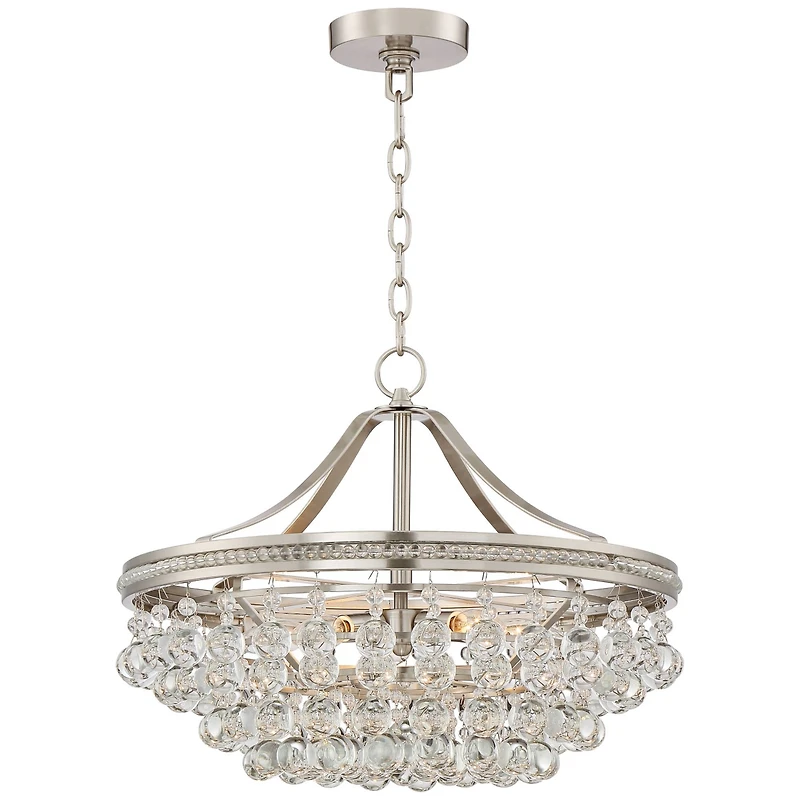 Vienna Full Spectrum Wohlfurst Brushed Nickel Silver Pendant Chandelier 20 1/4" Wide Clear Crystal 5-Light Fixture for Dining Room House Foyer Entrywa