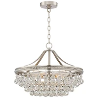 Vienna Full Spectrum Wohlfurst Brushed Nickel Silver Pendant Chandelier 20 1/4" Wide Clear Crystal 5-Light Fixture for Dining Room House Foyer Entrywa