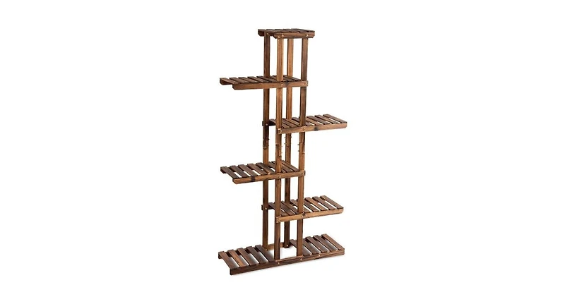 6 Tier Garden Wooden Shelf Storage Plant Rack Stand