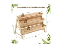 3 Tier Wooden Vertical Raised Garden Bed with Storage Shelf