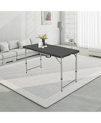 Sugift 4 Foot Folding Table Black Indoor Outdoor Folding Card Table