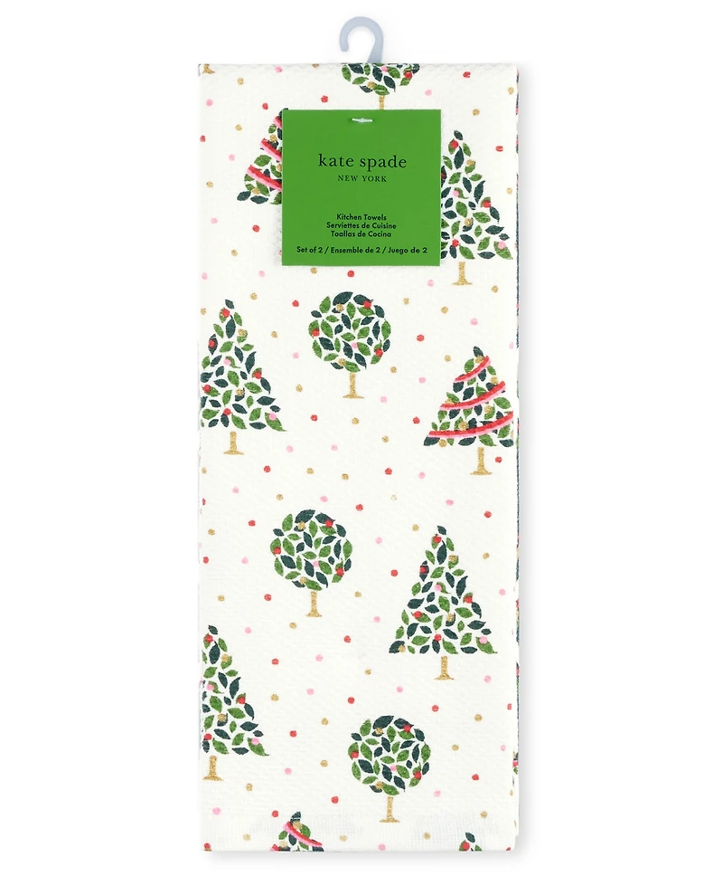 kate spade new york Holiday Confetti Acrobat Plaid Holiday Kitchen Towels 2-Pack Set, 17" x 28"