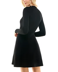 Bcx Juniors' Ribbed Mock-Neck Fit & Flare Sweater Dress