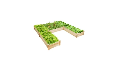 U-Shaped Wooden Garden Raised Bed for Backyard and Patio