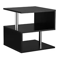 Homcom 19.75" Chic Designer S-Shaped Multi-Level Accent End Table Shelf, Black