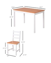 5pc Dining Table Chairs Set Solid Wood Kitchen Breakfast Dinette Furniture