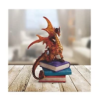 Fc Design 6"H Red/Orange Volcano Dragon Standing on Pile of Books Statue Fantasy Decoration Figurine Home Decor Perfect Gift for House Warming, Holida