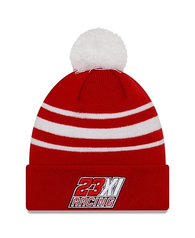 Men's New Era Red, White Bubba Wallace Door Dash Knit Pom Cuff Beanie