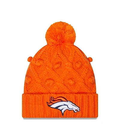 Women's New Era Orange Denver Broncos Toasty Cuffed Knit Hat with Pom