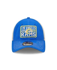 Men's New Era Royal, Natural Los Angeles Rams Devoted Trucker 9TWENTY Snapback Hat